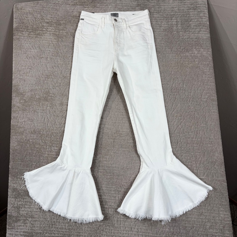 Citizens of Humanity Drew Flounce High Rise White Flare Jeans 25